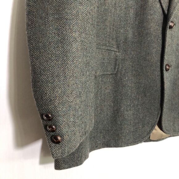 Pendleton Blazer Mens 46 Gray Virgin Wool Herringbone Tweed Sport Coat Vintage - Picture 4 of 15